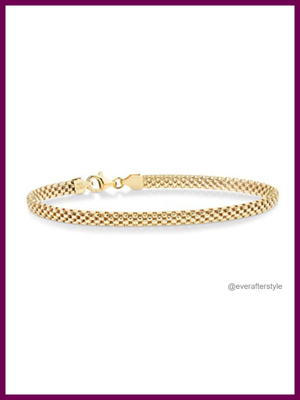 18K Gold Plated 925 Sterling Silver 4mm Mesh Chain Bracelet Women